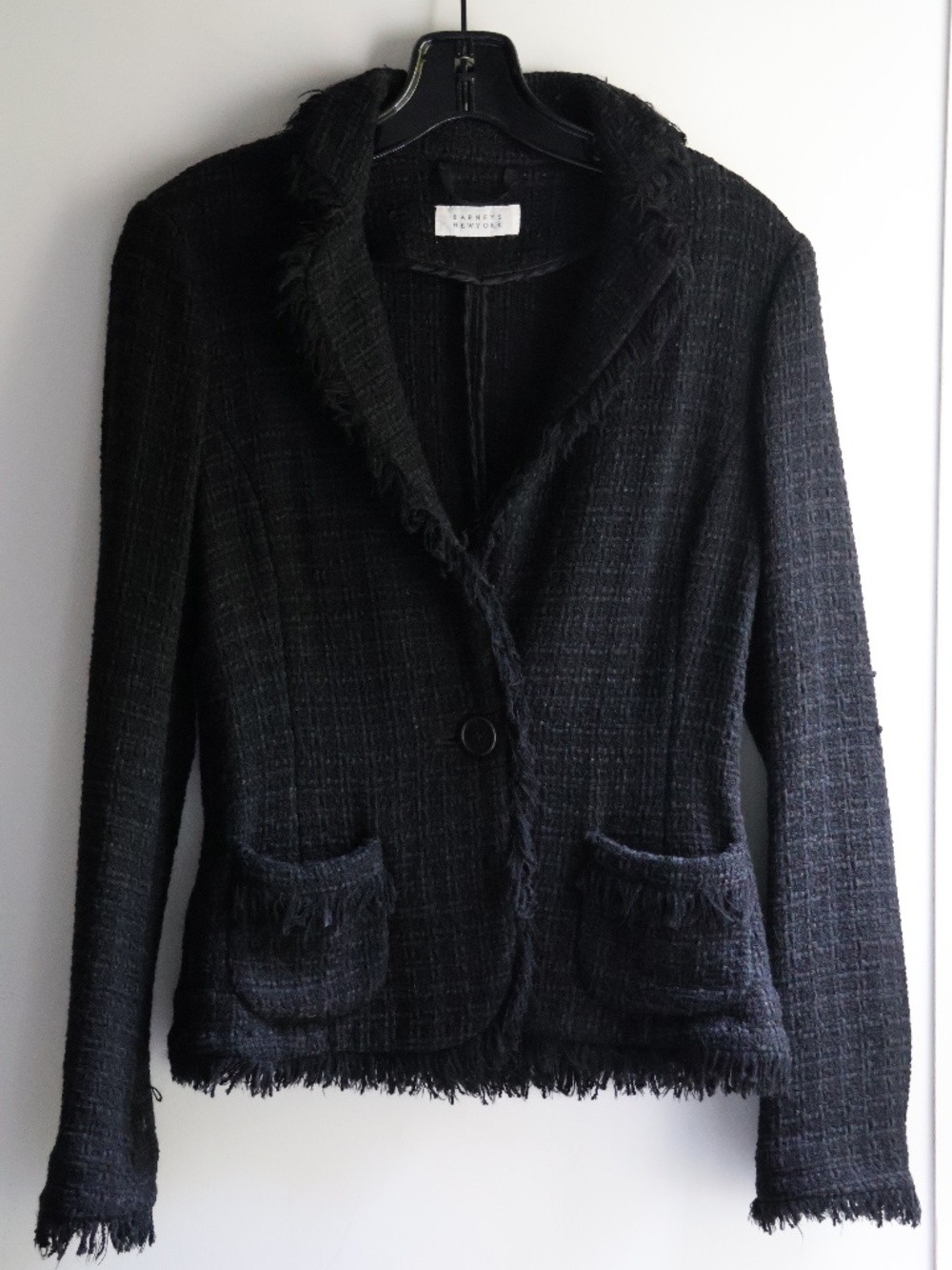 Barneys New York Black Tweed Blazer Size EU 34